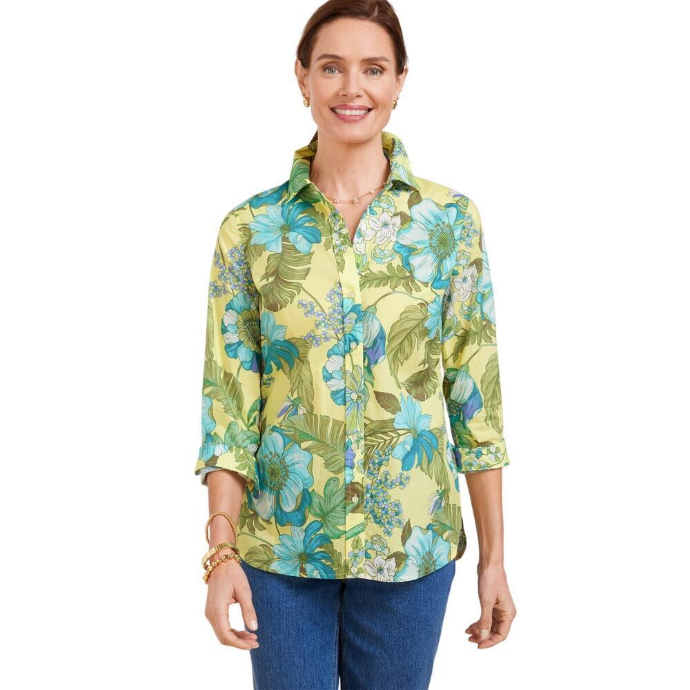 Modern Classic button up Gorgeous Botanical talbots island long sleeve XS career